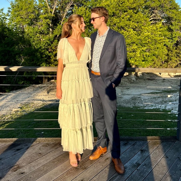 Tulle Tiered Plunge Maxi Dress - Picture 2 of 2